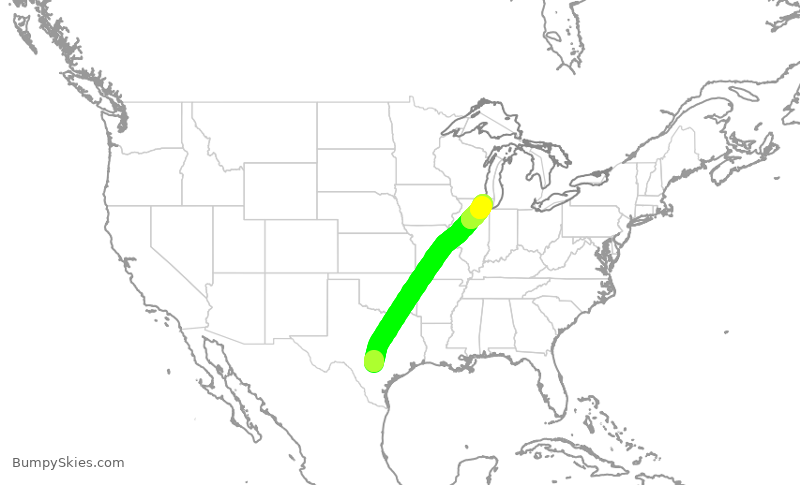Turbulence forecast map for RPA4488, SAT to ORD