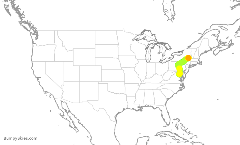 Turbulence forecast map for RPA4492, ALB to DCA
