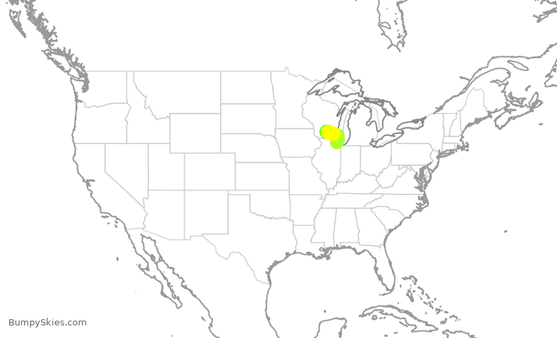 Turbulence forecast map for RPA4492, ORD to MSN