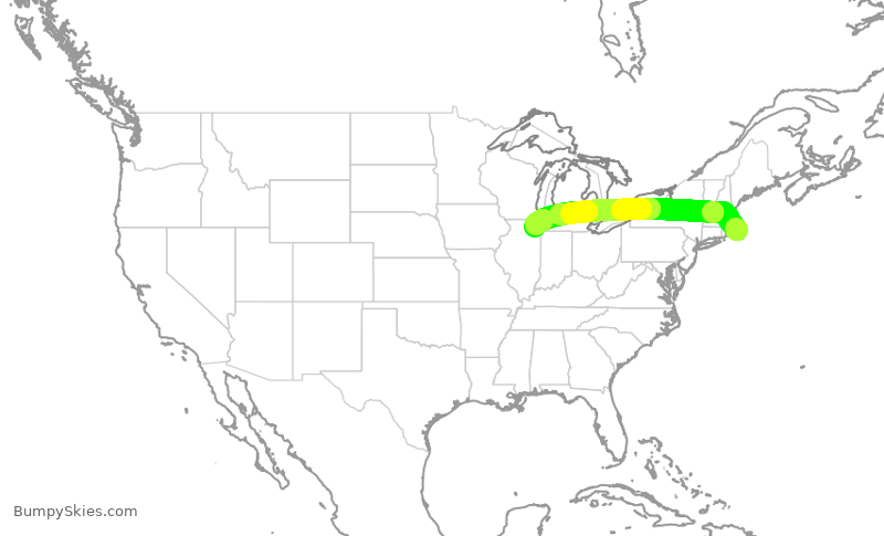 Turbulence forecast map for RPA4493, HYA to ORD