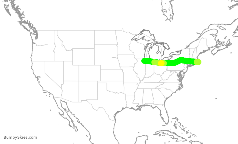 Turbulence forecast map for RPA4493, ORD to HYA
