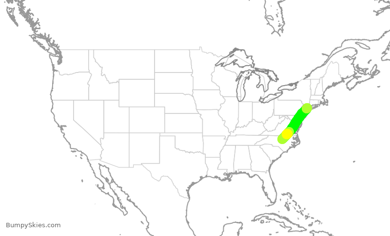 Turbulence forecast map for RPA4496, RDU to LGA