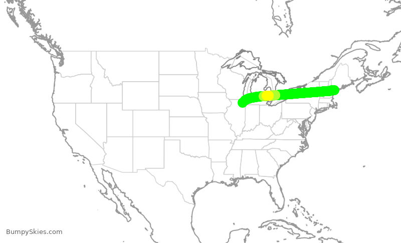 Turbulence forecast map for RPA4499, PWM to ORD