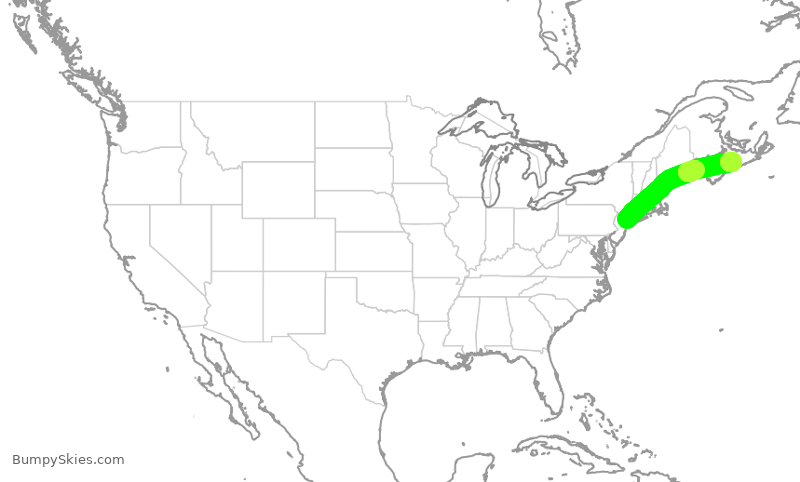 Turbulence forecast map for RPA4500, LGA to YHZ