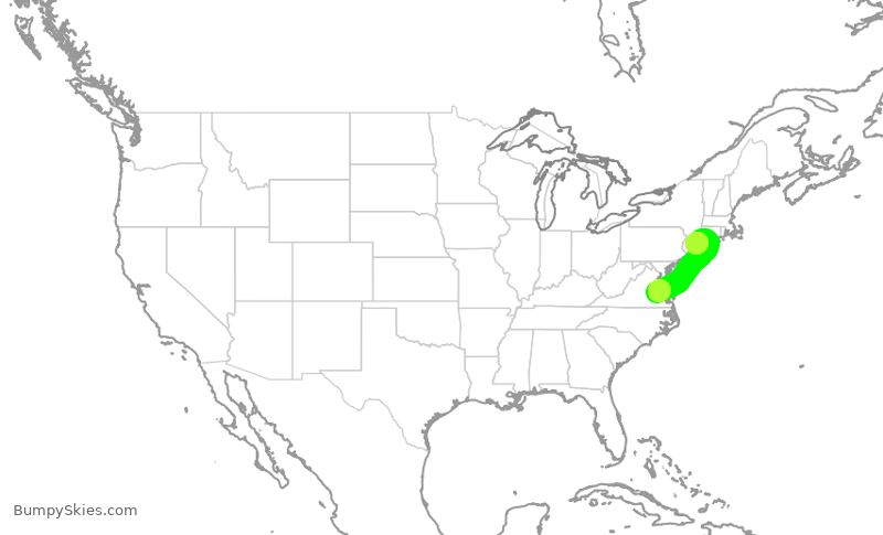 Turbulence forecast map for RPA4501, RIC to LGA