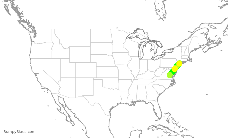Turbulence forecast map for RPA4503, RIC to LGA