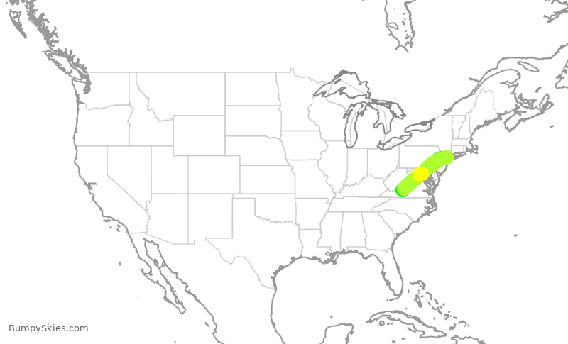 Turbulence forecast map for RPA4506, LGA to ROA