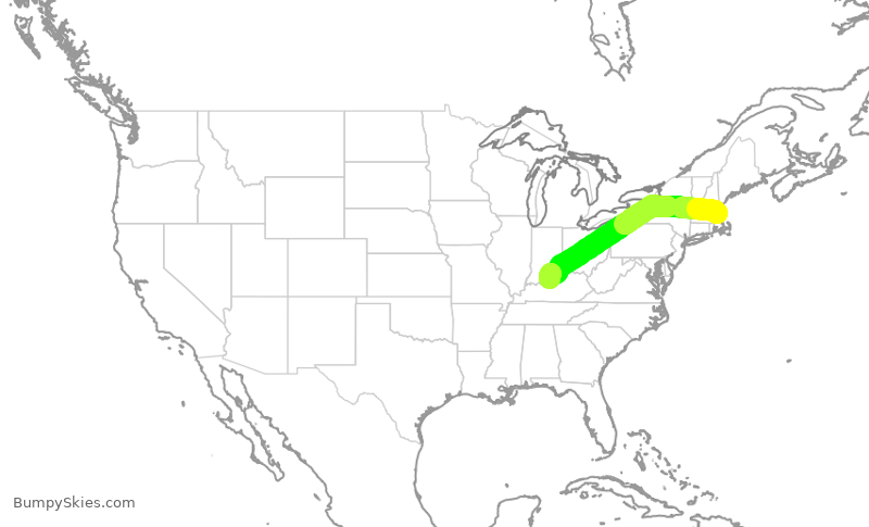Turbulence forecast map for RPA4507, BOS to SDF