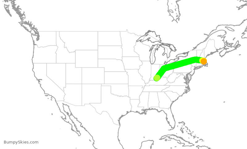 Turbulence forecast map for RPA4507, SDF to BOS