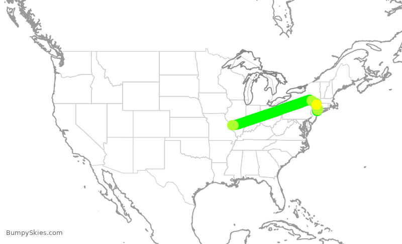 Turbulence forecast map for RPA4509, STL to LGA