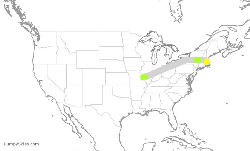 Turbulence forecast map for RPA4512, BOS to STL
