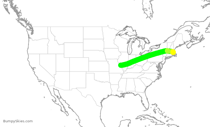 Turbulence forecast map for RPA4512, STL to BOS