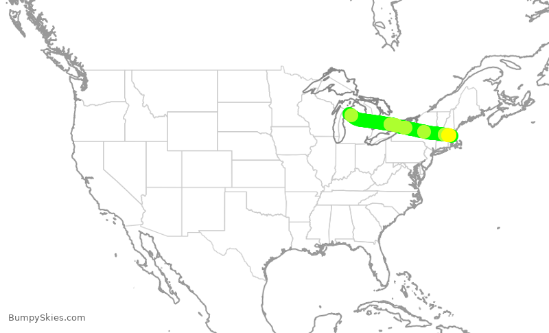 Turbulence forecast map for RPA4516, TVC to BOS