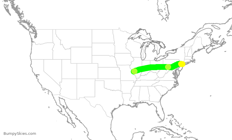 Turbulence forecast map for RPA4521, LGA to STL