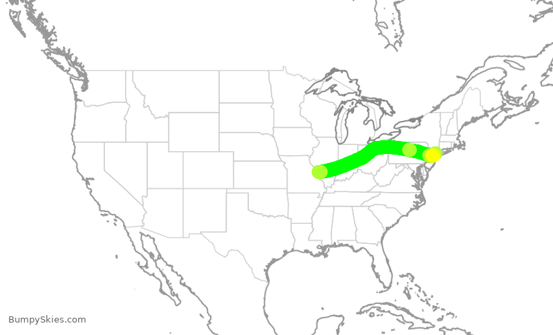 Turbulence forecast map for RPA4521, STL to LGA