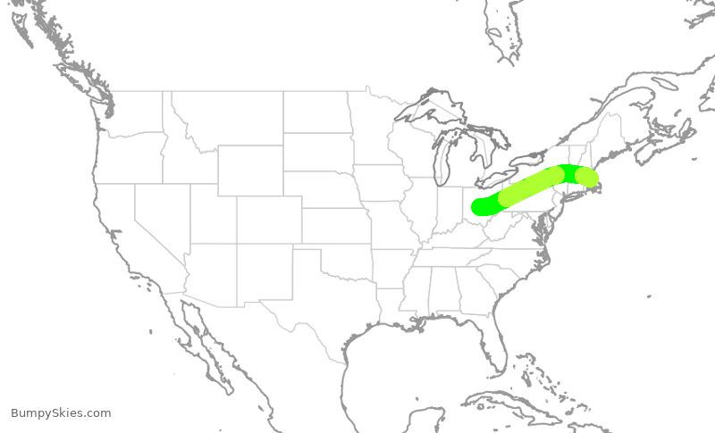 Turbulence forecast map for RPA4524, CMH to BOS