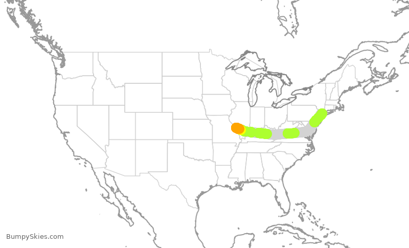 Turbulence forecast map for RPA4524, STL to LGA