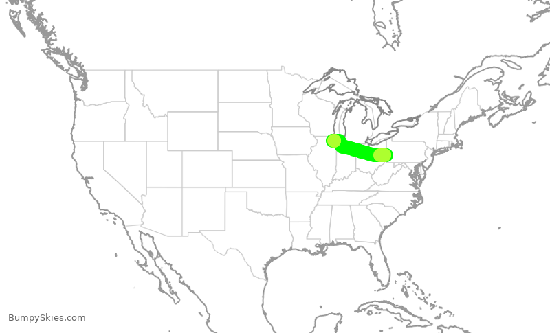 Turbulence forecast map for RPA4525, PIT to ORD