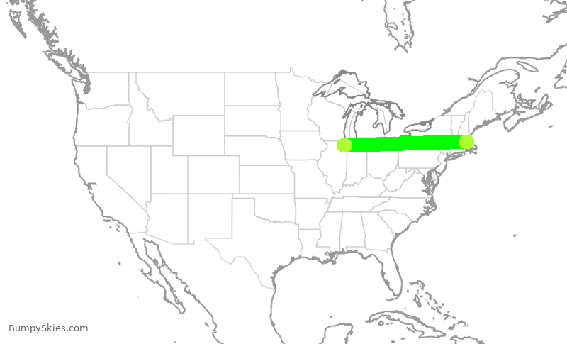 Turbulence forecast map for RPA4533, BOS to ORD