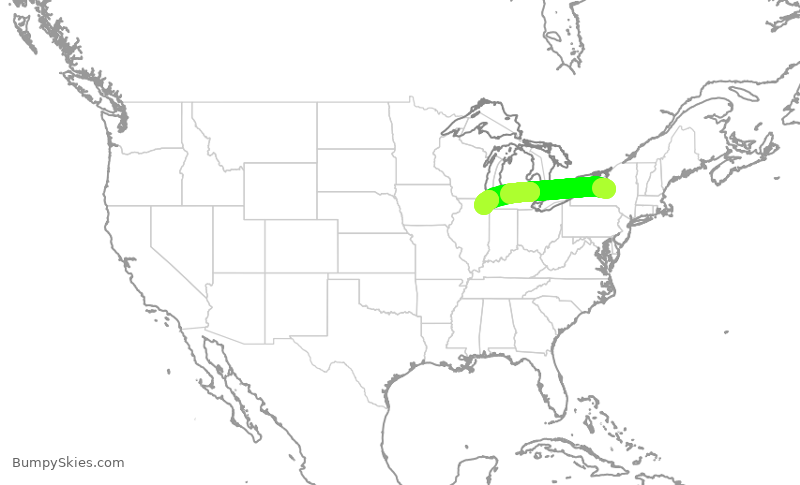 Turbulence forecast map for RPA4533, SYR to ORD