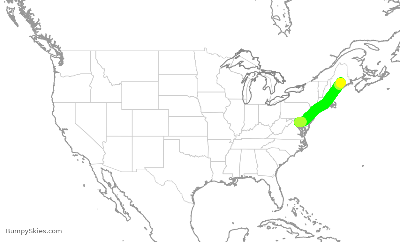 Turbulence forecast map for RPA4534, DCA to BGR