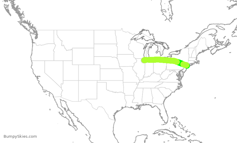 Turbulence forecast map for RPA4536, ORD to JFK