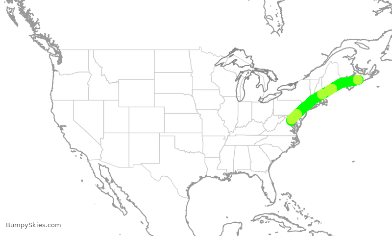 Turbulence forecast map for RPA4537, YHZ to DCA