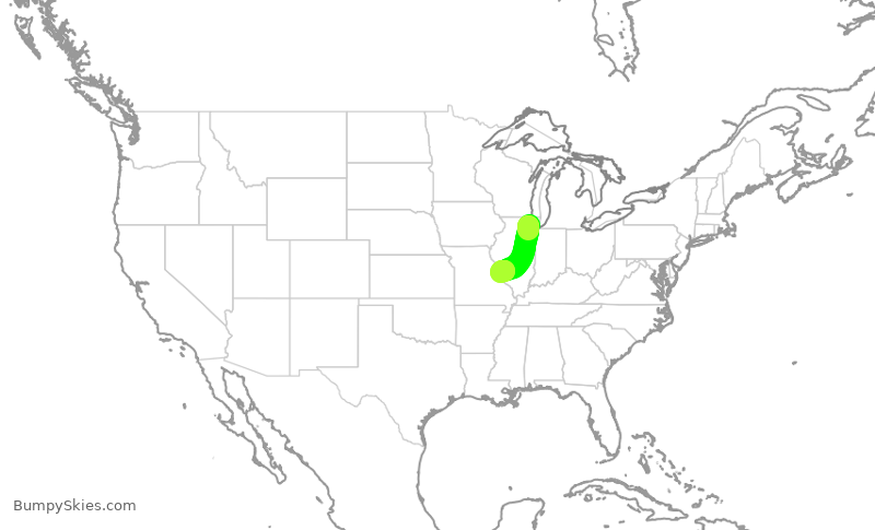 Turbulence forecast map for RPA4537, ORD to STL