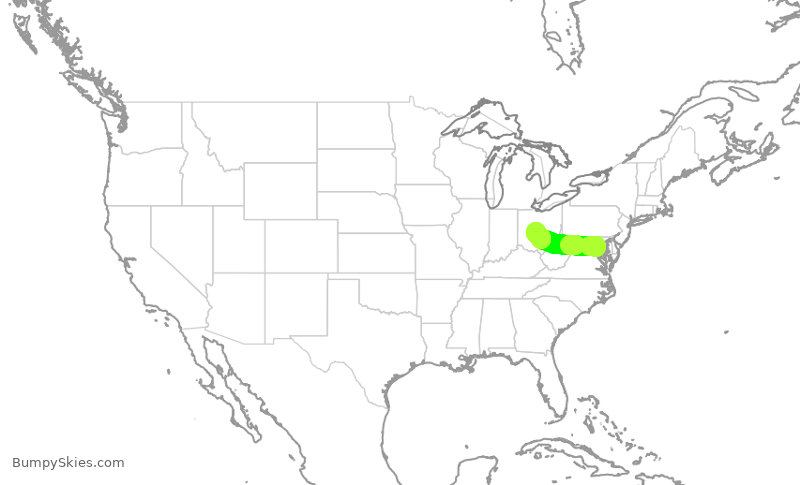 Turbulence forecast map for RPA4541, DCA to CMH