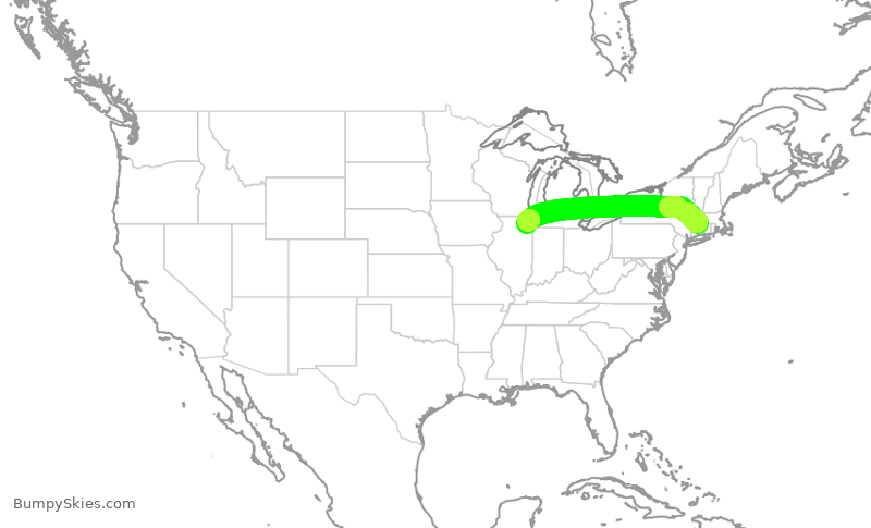 Turbulence forecast map for RPA4544, BDL to ORD