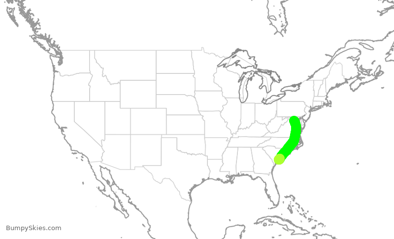 Turbulence forecast map for RPA4544, DCA to CHS