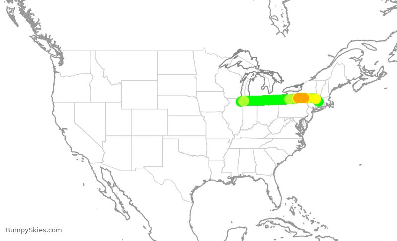 Turbulence forecast map for RPA4544, ORD to BDL