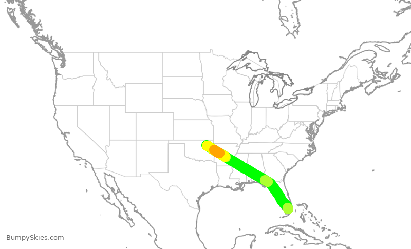 Turbulence forecast map for RPA4547, MIA to TUL