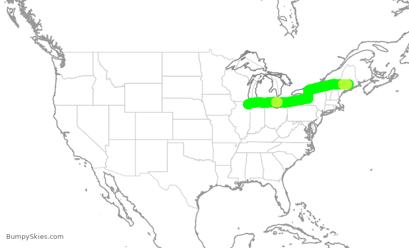 Turbulence forecast map for RPA4547, ORD to BGR