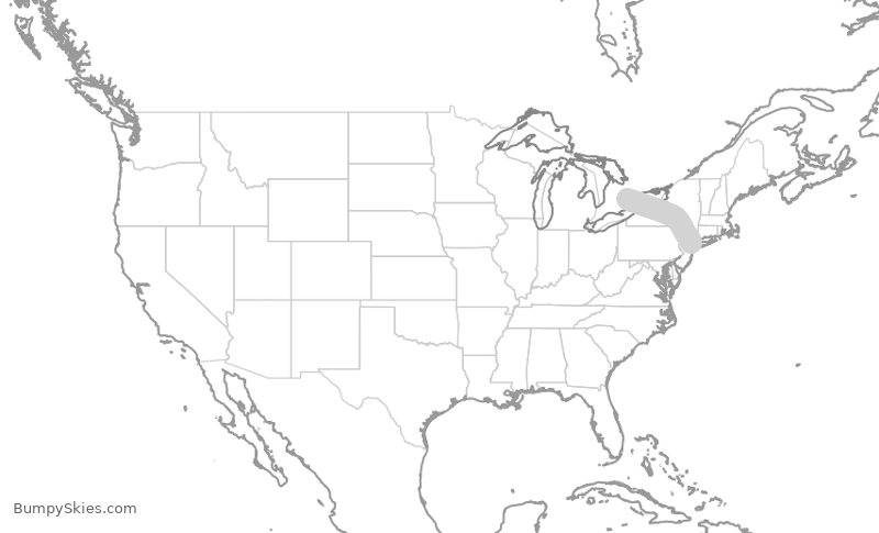 Map of continental US with illustrated flight path and turbulence forecast (described in text below)