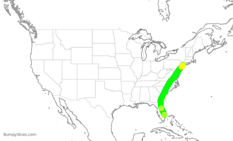 Turbulence forecast map for RPA4562, DJT to LGA