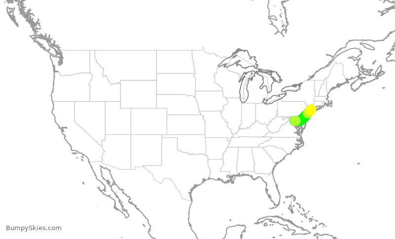 Turbulence forecast map for RPA4569, DCA to LGA