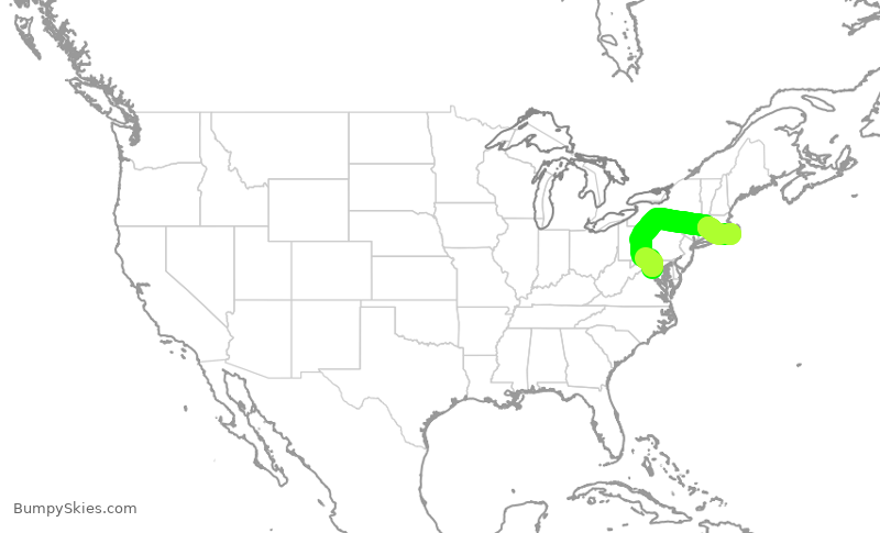 Turbulence forecast map for RPA4572, DCA to MVY