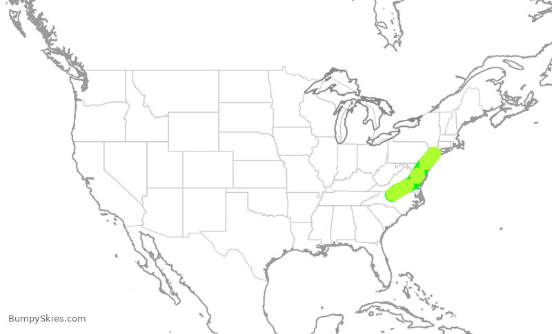 Turbulence forecast map for RPA4574, GSO to LGA