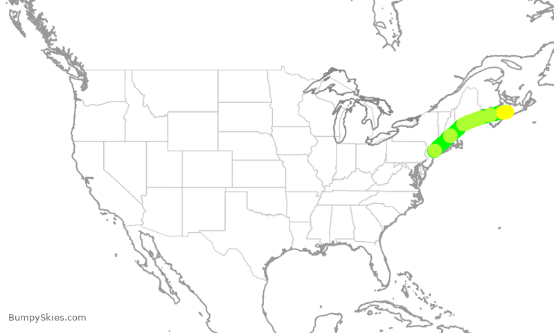 Turbulence forecast map for RPA4575, LGA to YHZ