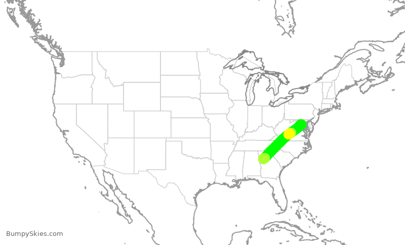 Turbulence forecast map for RPA4576, DCA to ATL