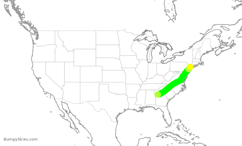 Turbulence forecast map for RPA4580, ATL to LGA
