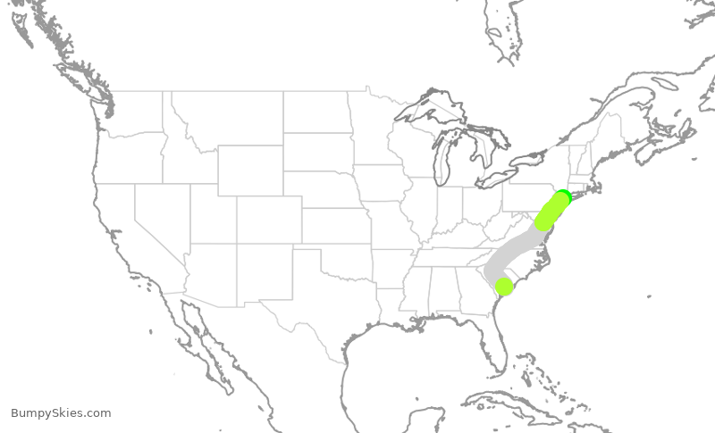 Turbulence forecast map for RPA4580, CHS to LGA