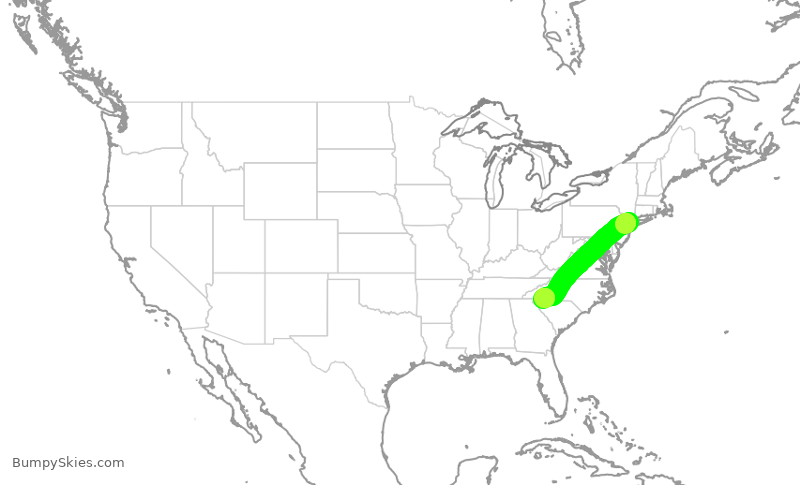 Turbulence forecast map for RPA4581, LGA to GSP