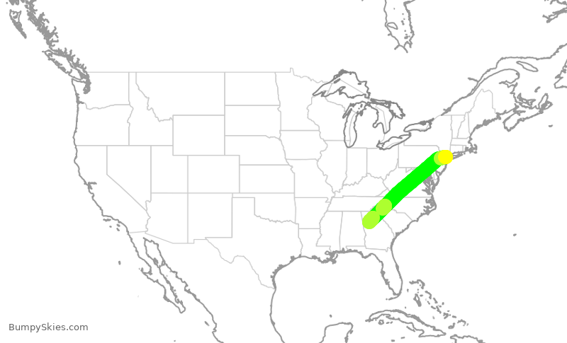 Turbulence forecast map for RPA4582, LGA to ATL
