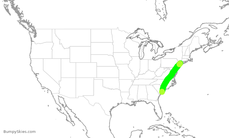 Turbulence forecast map for RPA4583, CHS to LGA