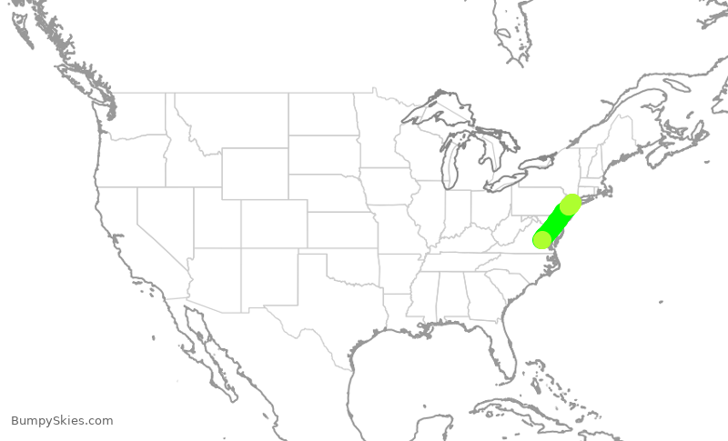 Turbulence forecast map for RPA4584, RIC to LGA