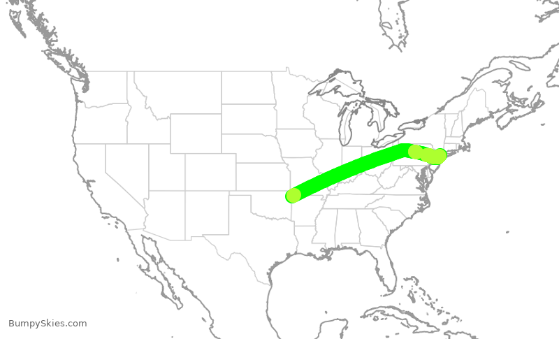 Turbulence forecast map for RPA4585, XNA to LGA