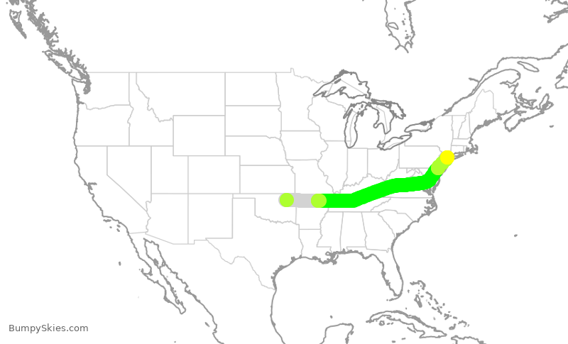 Turbulence forecast map for RPA4590, TUL to LGA