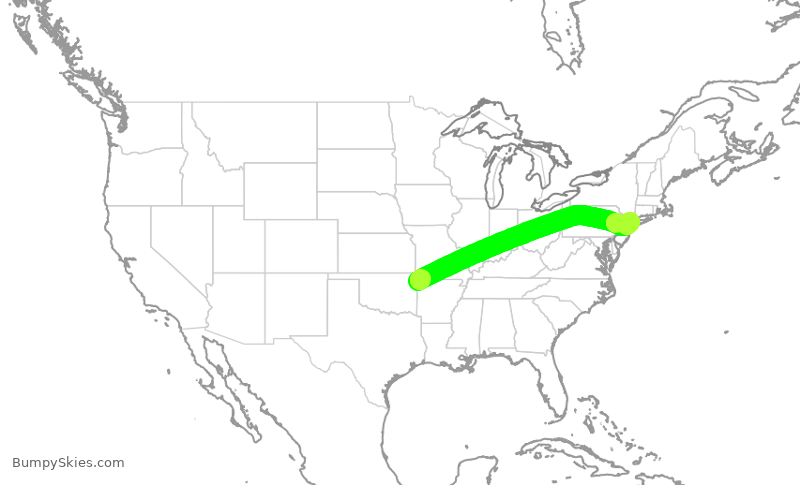 Turbulence forecast map for RPA4591, XNA to LGA